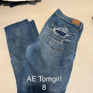 American Eagle Outfitters Distressed Boyfriend Jeans - Blue